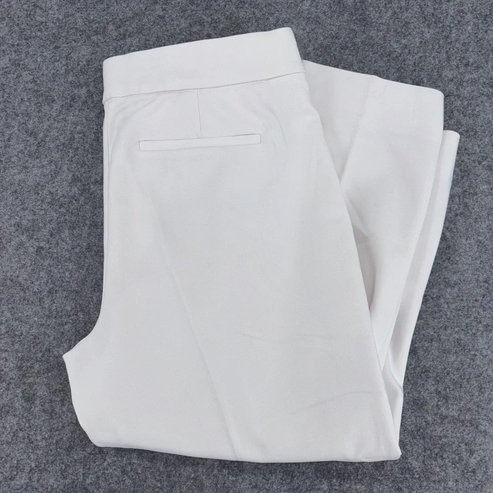 Michael Michael Kors Womens White Cropped Stretch Trousers Size 14 Dress Pants